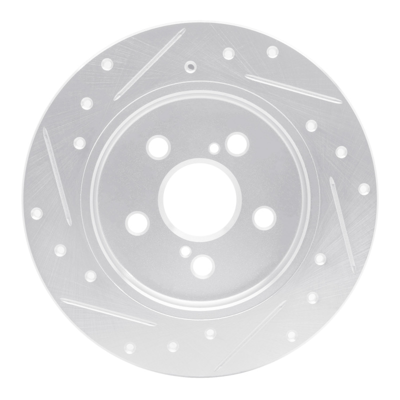 Lexus CT200H Brake Rotor (1) - Rear Right - R1 Concepts - Drilled & Slotted - Silver - `09-`24